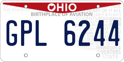 OH license plate GPL6244
