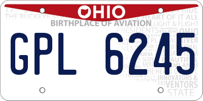 OH license plate GPL6245