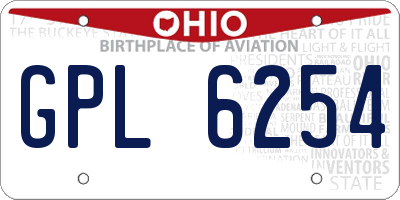 OH license plate GPL6254