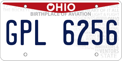 OH license plate GPL6256