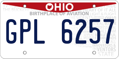 OH license plate GPL6257