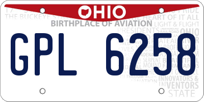 OH license plate GPL6258