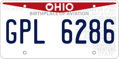 OH license plate GPL6286
