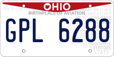 OH license plate GPL6288