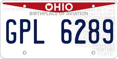 OH license plate GPL6289