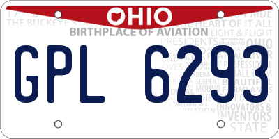 OH license plate GPL6293