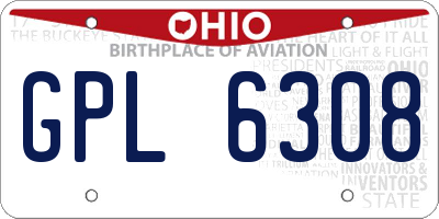 OH license plate GPL6308