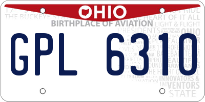 OH license plate GPL6310