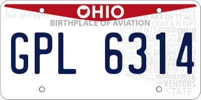 OH license plate GPL6314