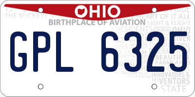 OH license plate GPL6325