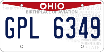 OH license plate GPL6349