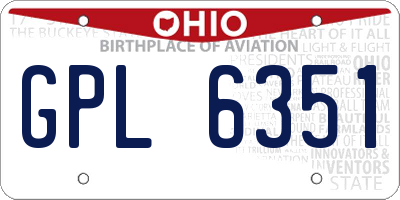 OH license plate GPL6351