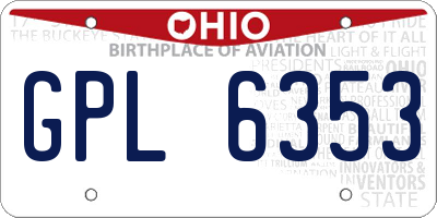 OH license plate GPL6353