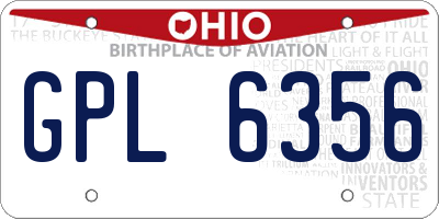 OH license plate GPL6356