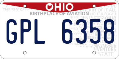 OH license plate GPL6358