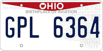 OH license plate GPL6364