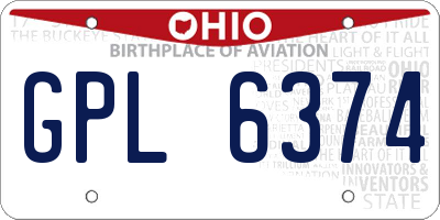 OH license plate GPL6374