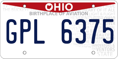 OH license plate GPL6375