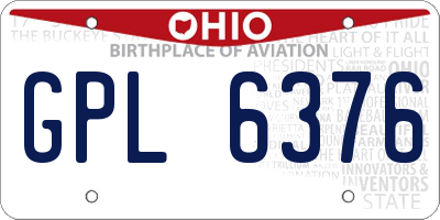OH license plate GPL6376