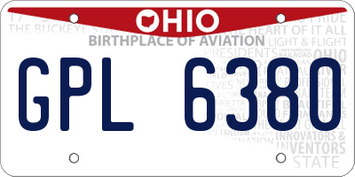 OH license plate GPL6380