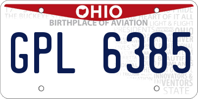 OH license plate GPL6385