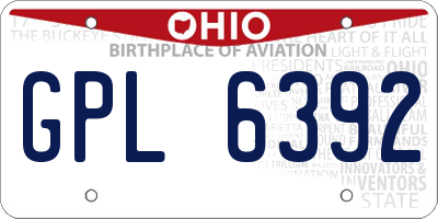 OH license plate GPL6392