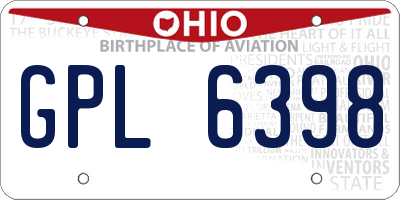 OH license plate GPL6398