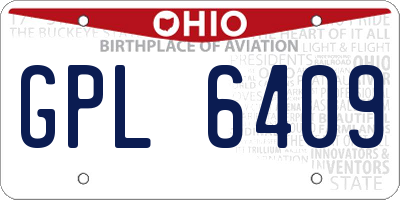 OH license plate GPL6409