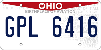 OH license plate GPL6416