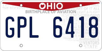 OH license plate GPL6418