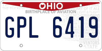 OH license plate GPL6419