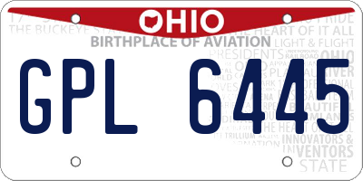 OH license plate GPL6445