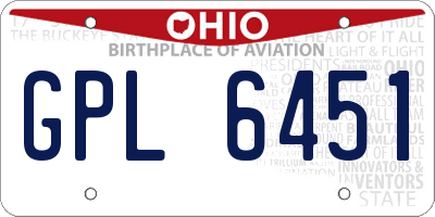 OH license plate GPL6451
