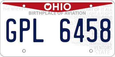 OH license plate GPL6458