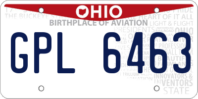 OH license plate GPL6463