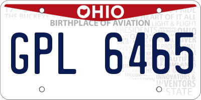 OH license plate GPL6465