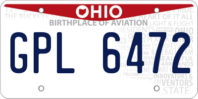 OH license plate GPL6472