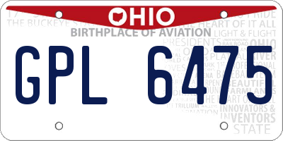 OH license plate GPL6475