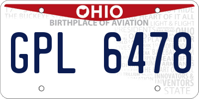 OH license plate GPL6478
