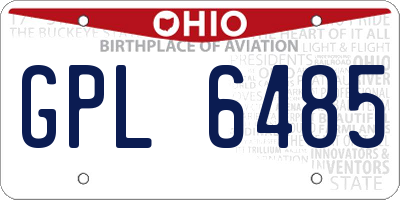 OH license plate GPL6485