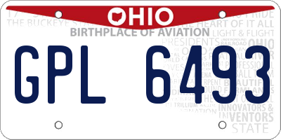 OH license plate GPL6493