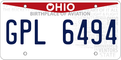 OH license plate GPL6494