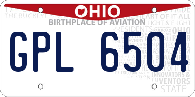 OH license plate GPL6504