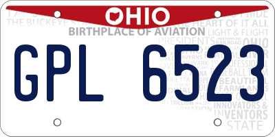OH license plate GPL6523