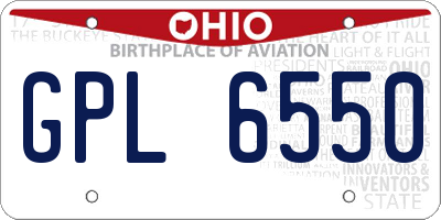 OH license plate GPL6550