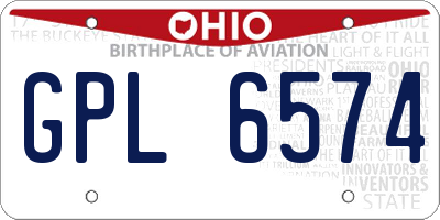 OH license plate GPL6574