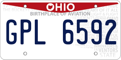 OH license plate GPL6592