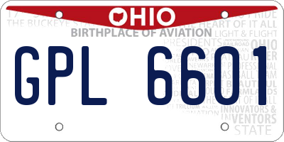 OH license plate GPL6601