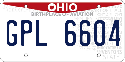 OH license plate GPL6604