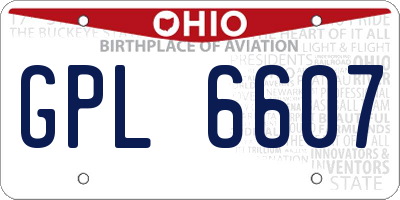 OH license plate GPL6607